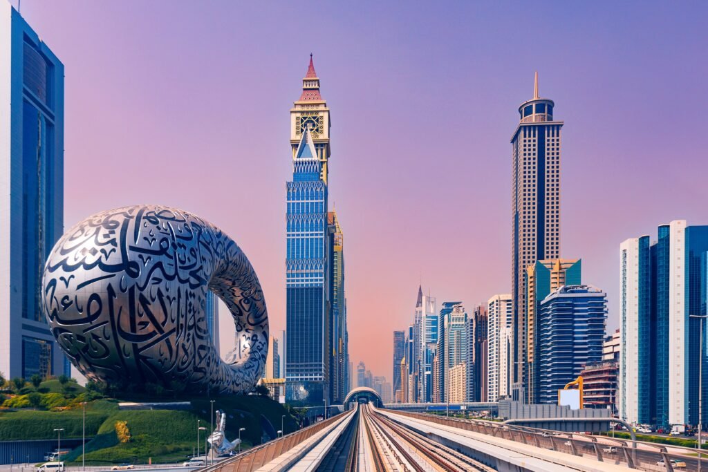 United Arab Emirates Tourism showcasing Dubai skyline, luxury architecture and desert adventures